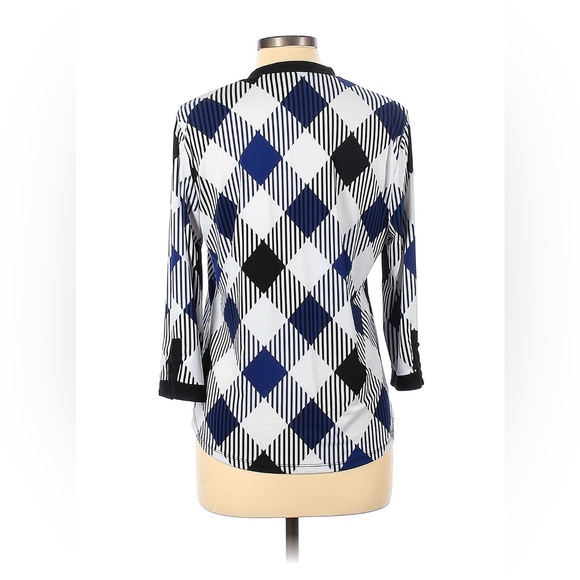 3/$10 bundle deal New York & Company Medium Women's Blouse Blue white Black M - Picture 3 of 7
